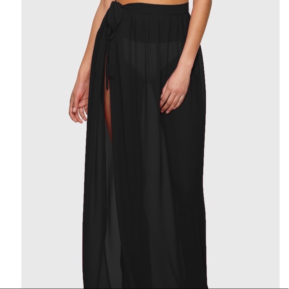 Swimwear cover up skirt black tie waist - Picture 4 of 4